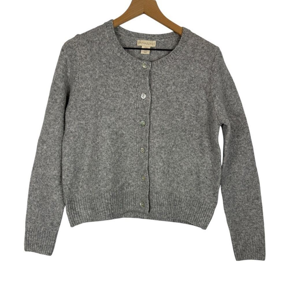 CYNTHIA ROWLEY Womens Light Gray Cardigan Sweater Medium Career Office Casual